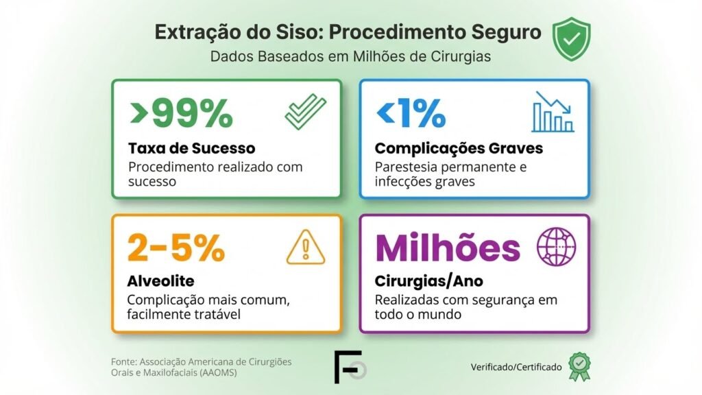 Estatísticas de Segurança: Extração de Siso é Procedimento de Baixo Risco com Taxa de Sucesso >99%