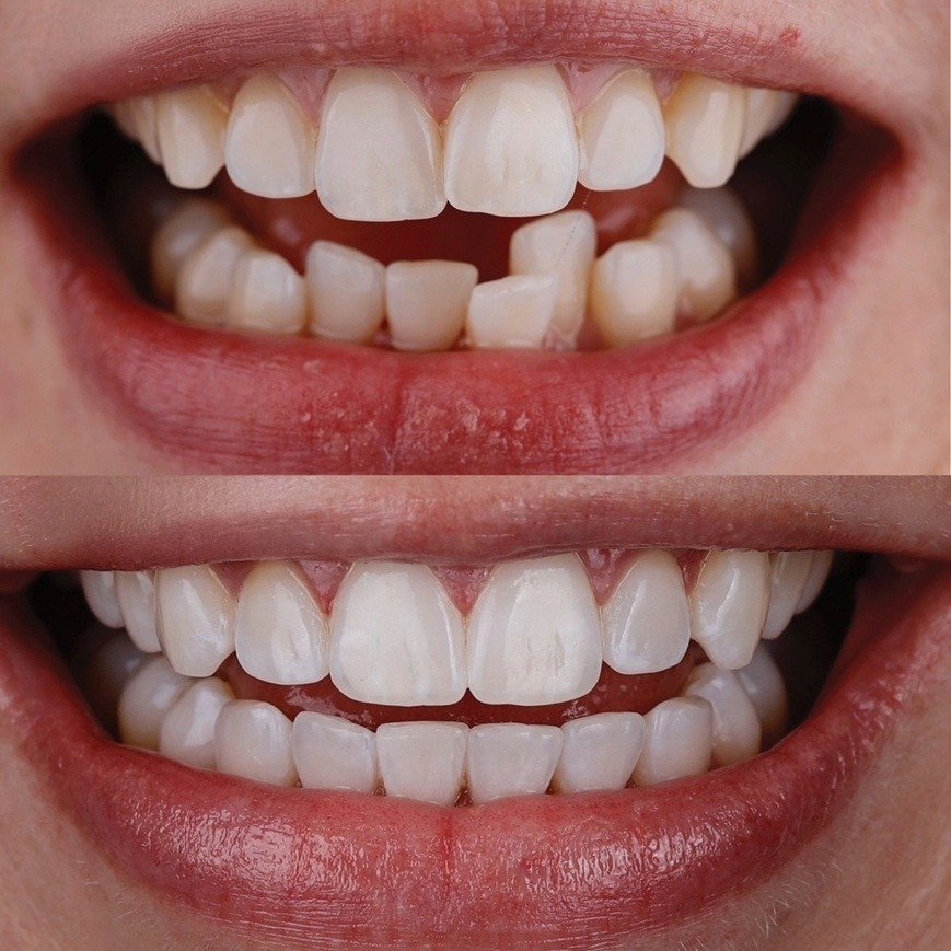 Antes e depois do tratamento Invisalign - Resultado real em São Paulo