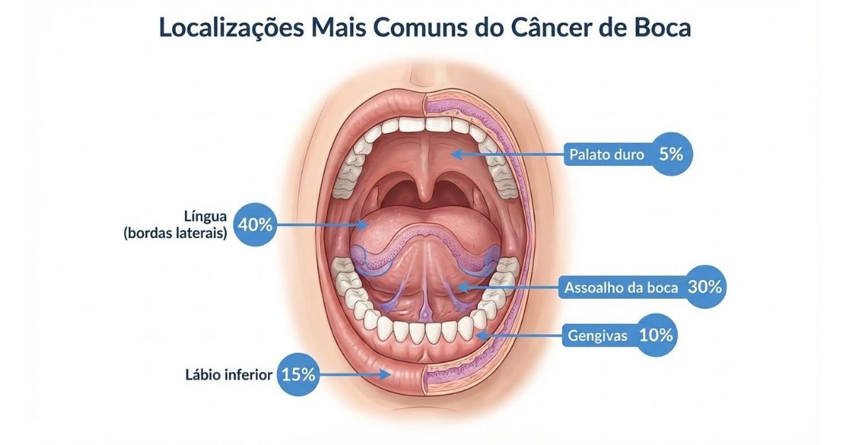 Locais do Câncer de Boca, sintomas e sinais de câncer bucal