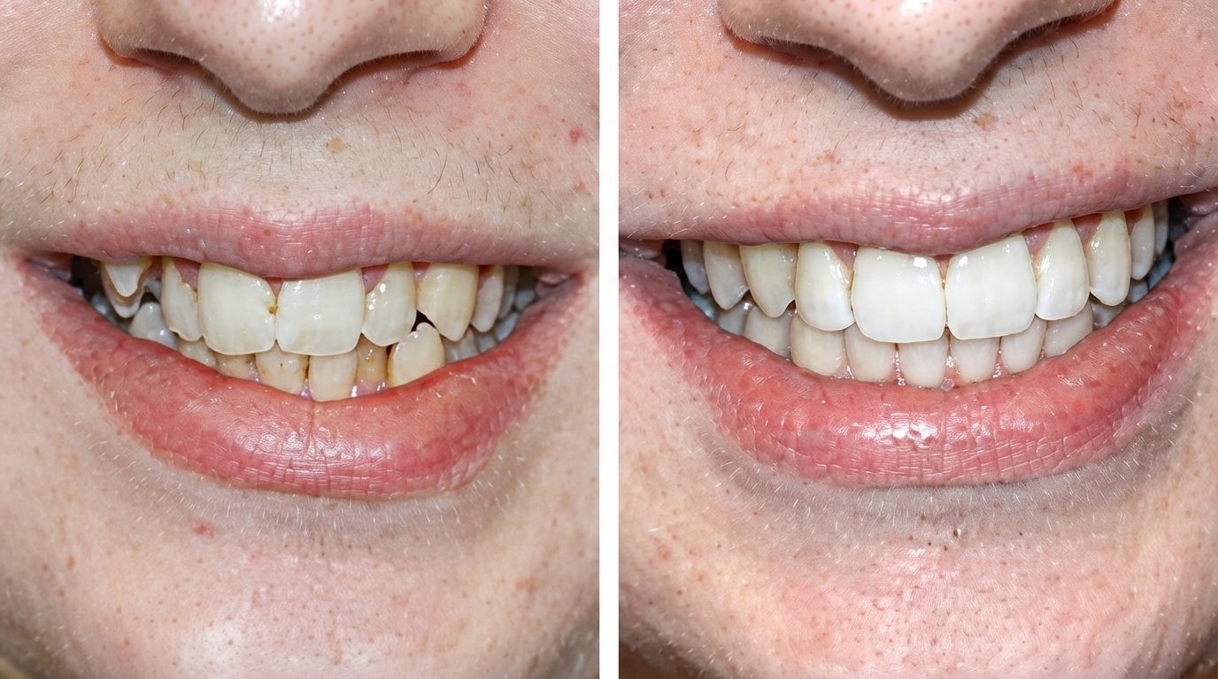 Antes e depois — Apinhamento Severo — Invisalign Flori Odontologia
