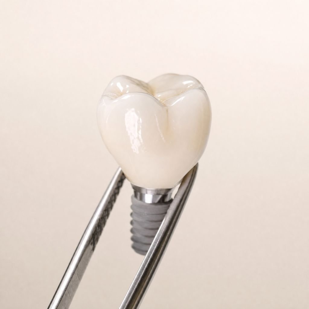 Prótese dentária cerâmica de alta estética para implante