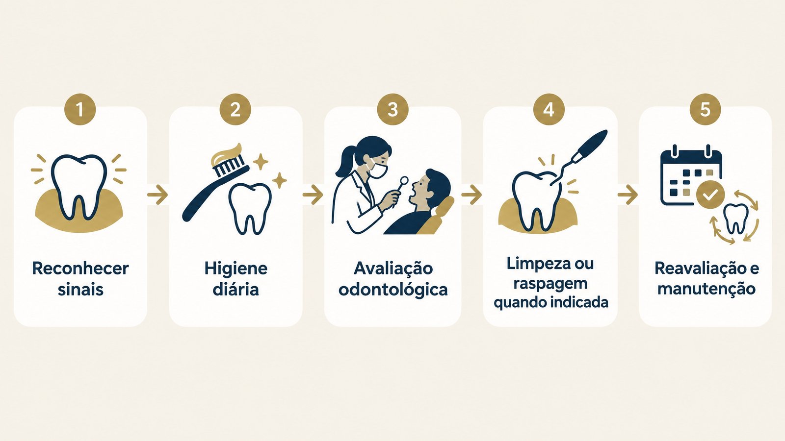 Fluxo ampliado de reconhecimento dos sinais, higiene, avaliação, tratamento quando indicado e manutenção